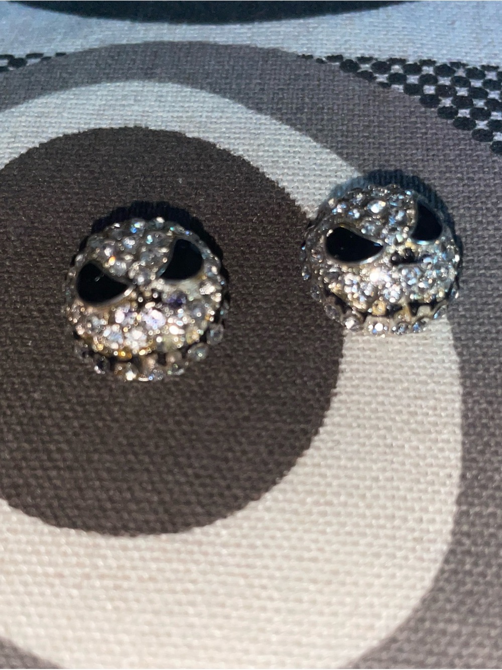 Jack Skellington Stud Earrings in Silver with Black Accents